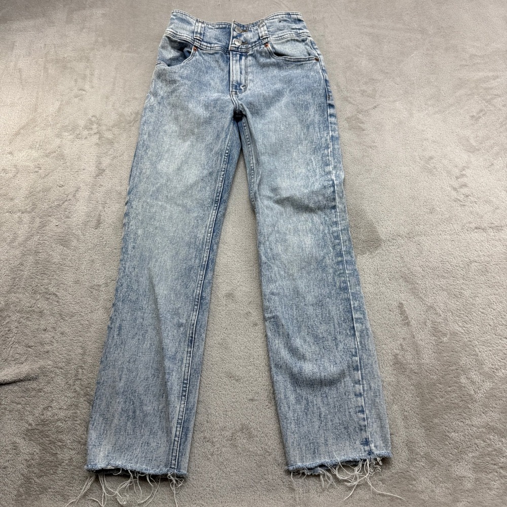 Abercrombie & Fitch Mom Jeans Womens 25/0R Light Acid Wash Ultra High Rise Raw